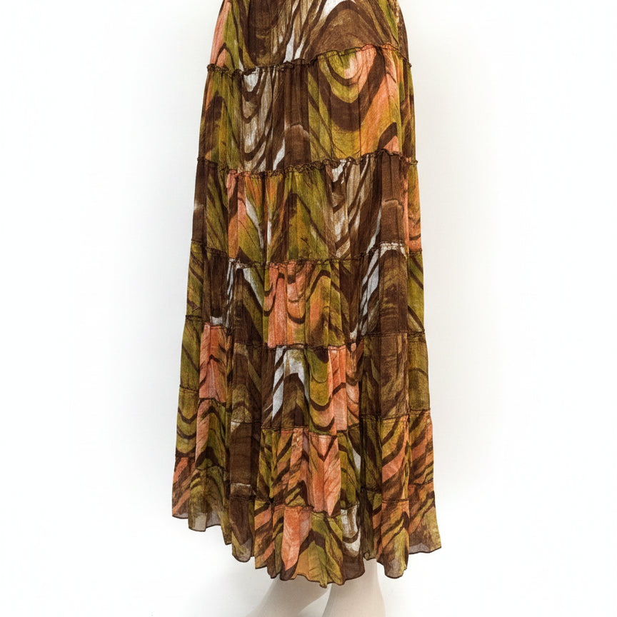 Sunny Leigh · Maxi Tiered skirt · Medium · PeachBrown