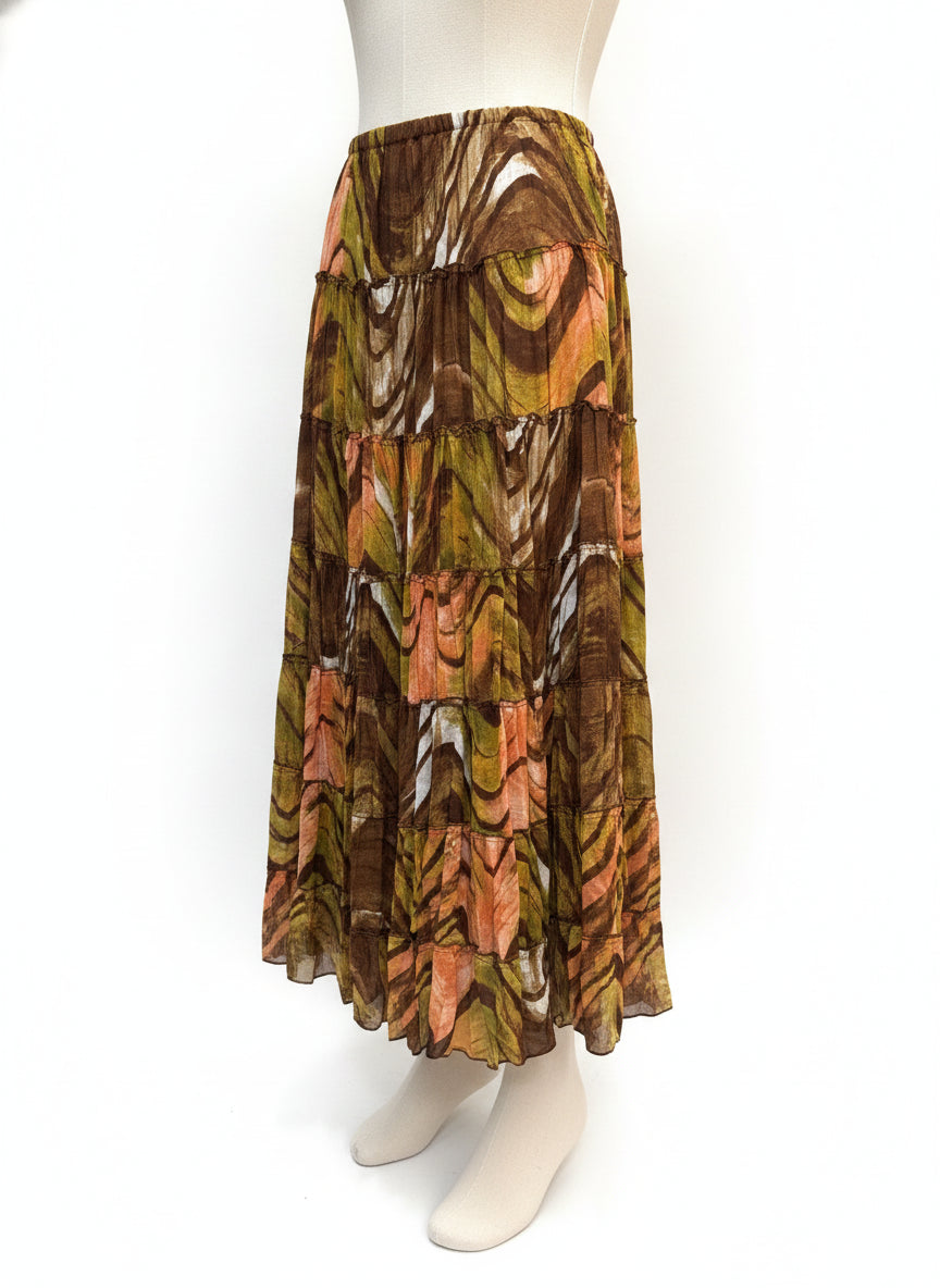 Sunny Leigh · Maxi Tiered skirt · Medium · PeachBrown