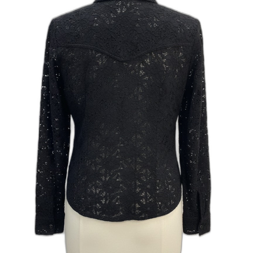 True Grit · Lace Sleeve Top · Medium · Black