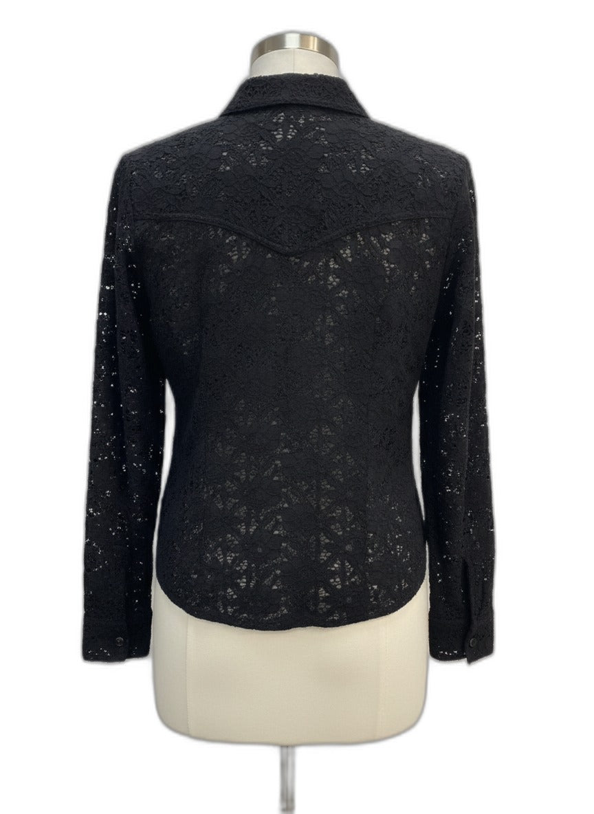 True Grit · Lace Sleeve Top · Medium · Black