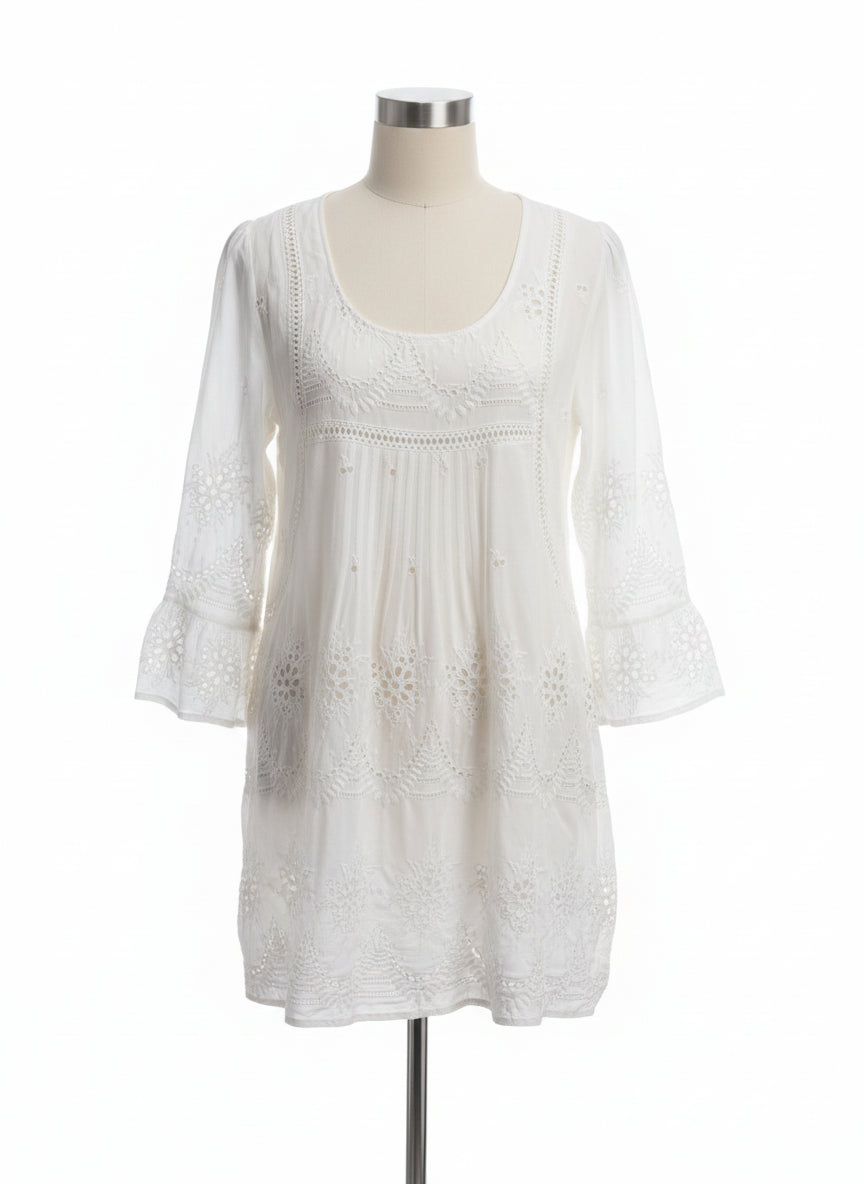Sundance · Eyelet Lace Tunic · Medium · White