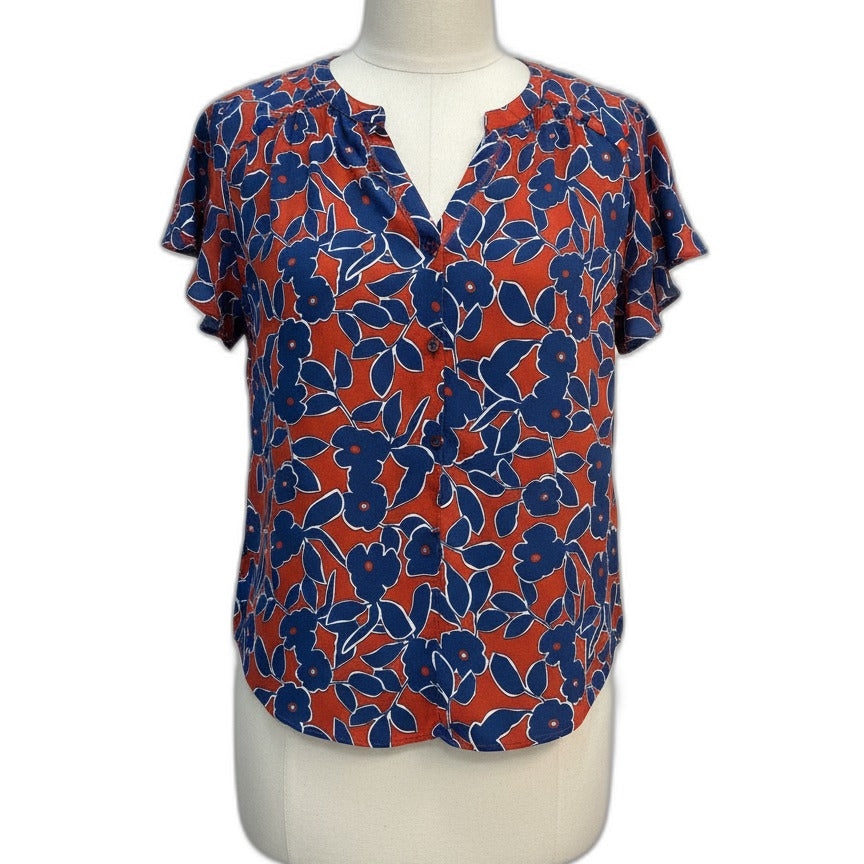 Banana Republic · Cap Sleeve Top RustNavy Floral Print · Medium · Rust/Navy Floral