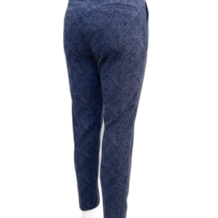 Chico's · Comfort Waist Pants · 6 · Navy Paisley Print