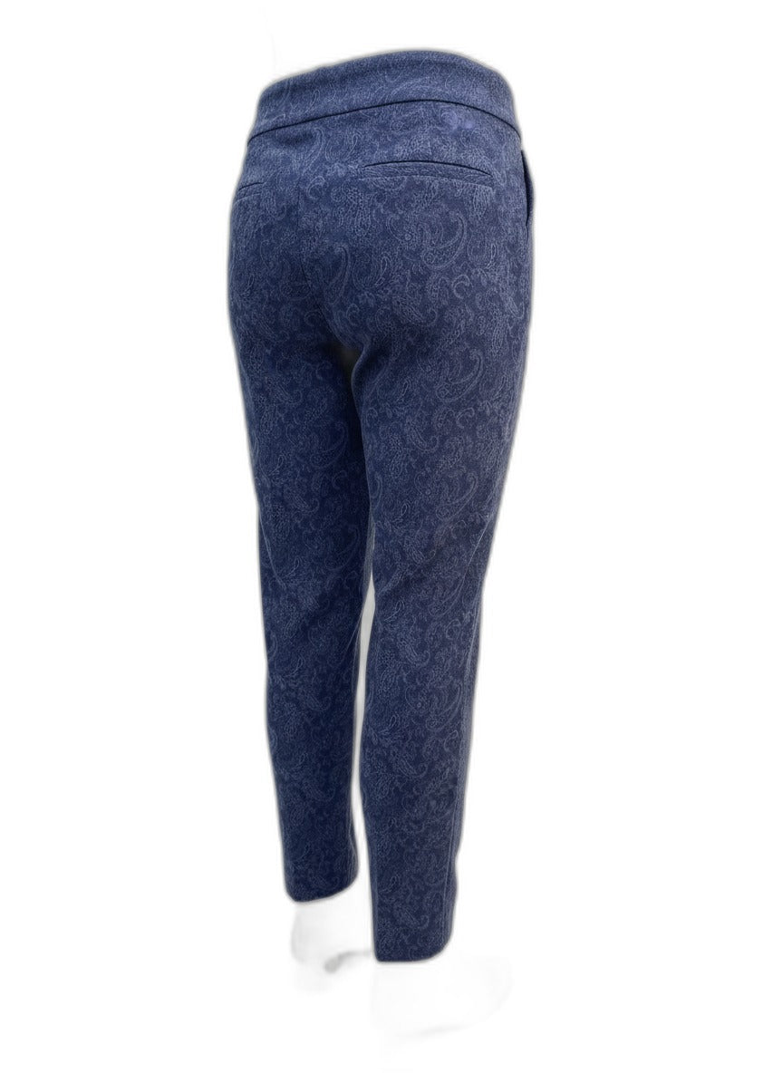 Chico's · Comfort Waist Pants · 6 · Navy Paisley Print