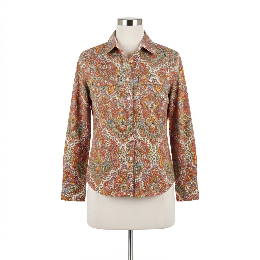 Talbots · Paisley Floral Long Sleeve Shirt · 6Petite · Multi-color Paisley Floral