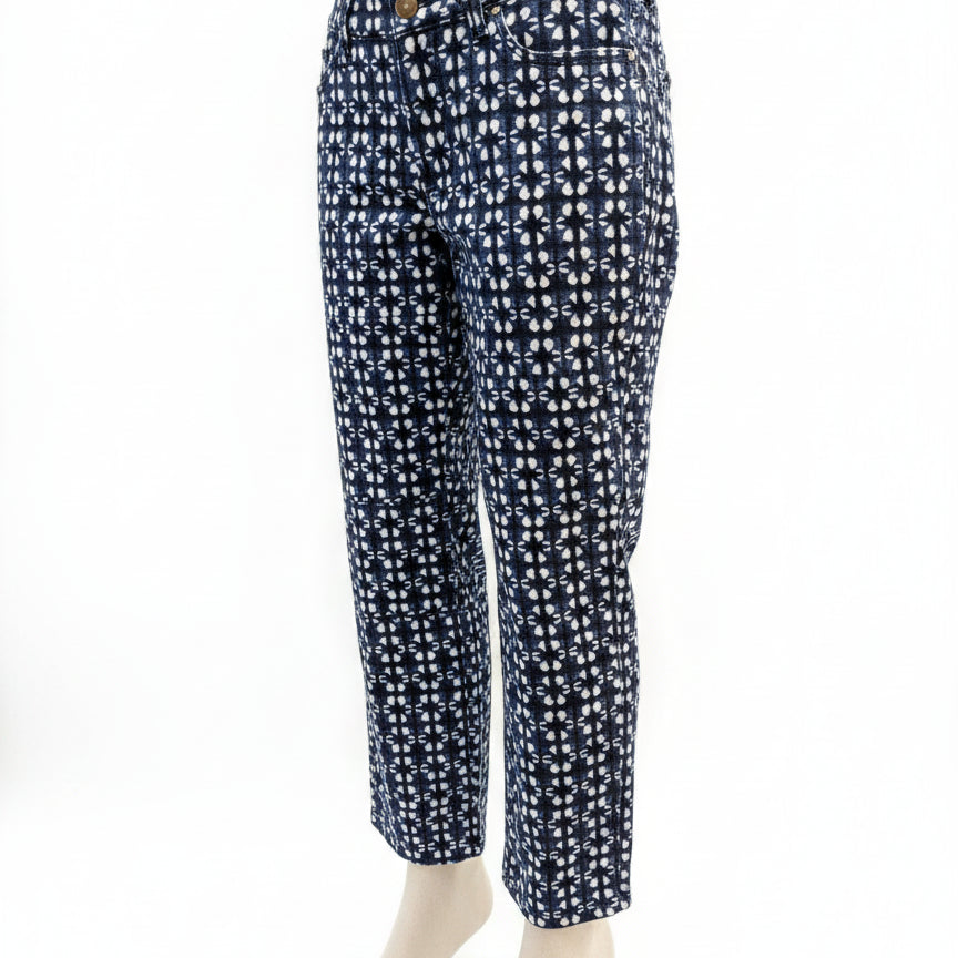 Charter Club · Straight Leg Pants Faux Tie-dye · 6 · NavyWhite