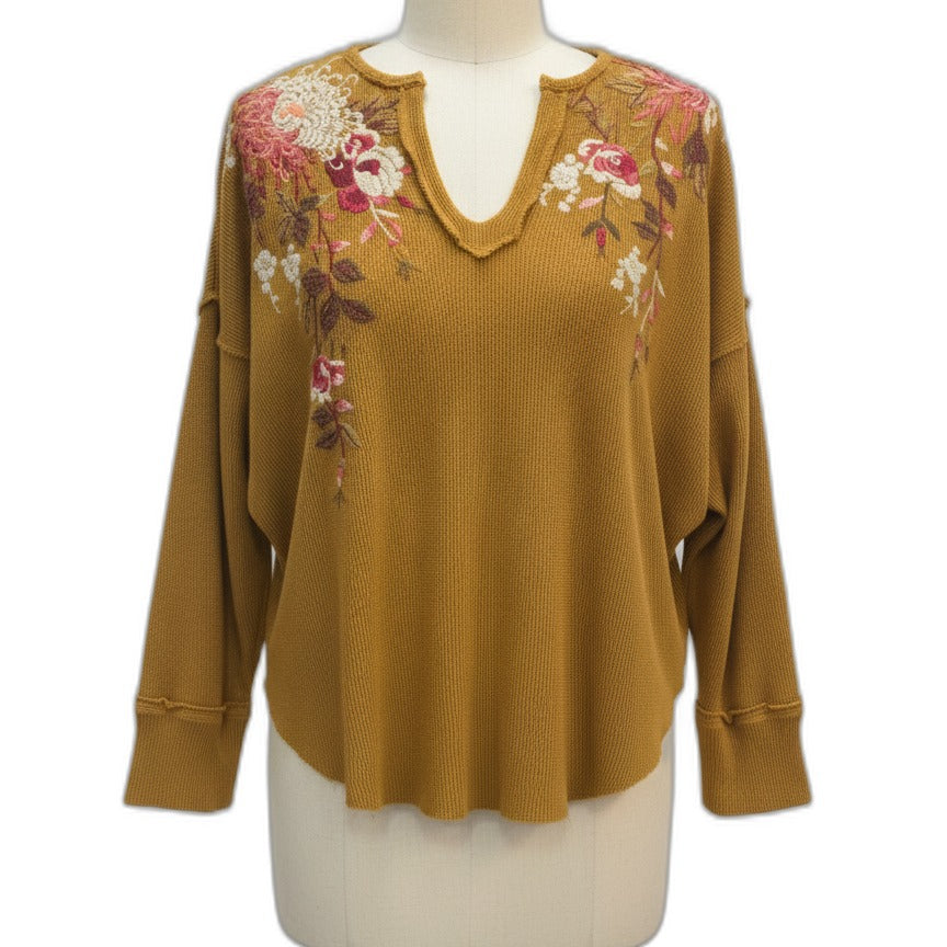 JohnnyWas · DijonCream Embroidered Floral print · Medium · DijonCream
