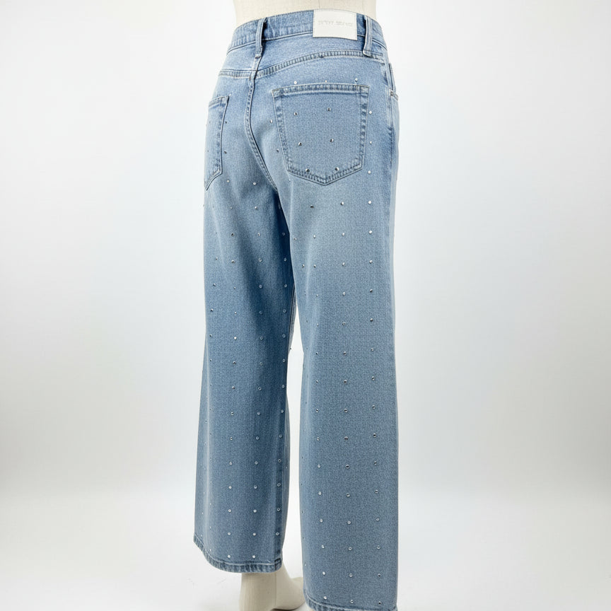 DKNY · Wide Leg Studded Jeans · 6 · Denim