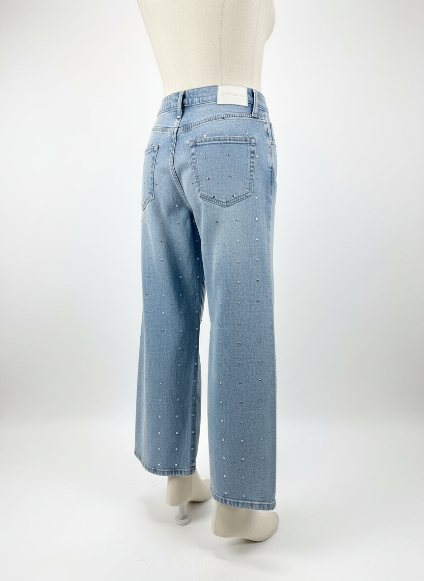 DKNY · Wide Leg Studded Jeans · 6 · Denim