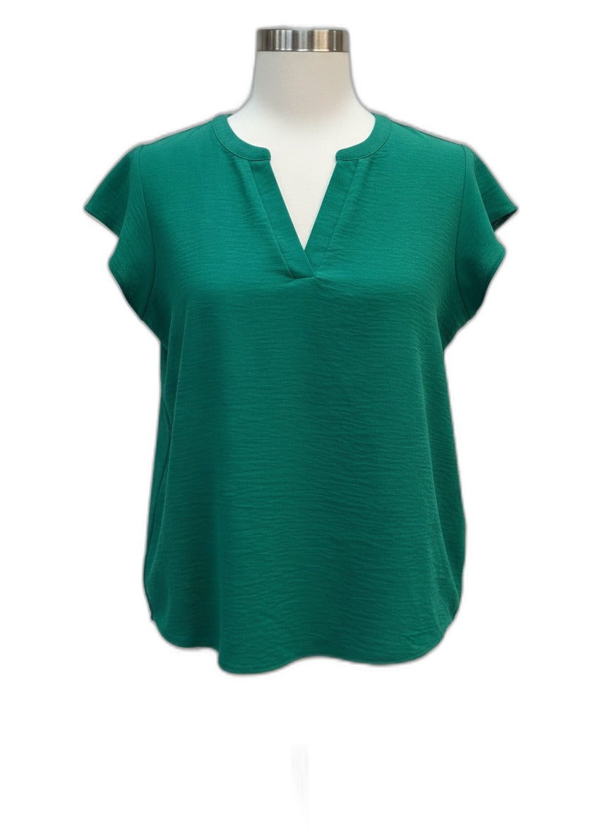 Adrianna Papell · Flutter Sleeve Top · XLarge · Green