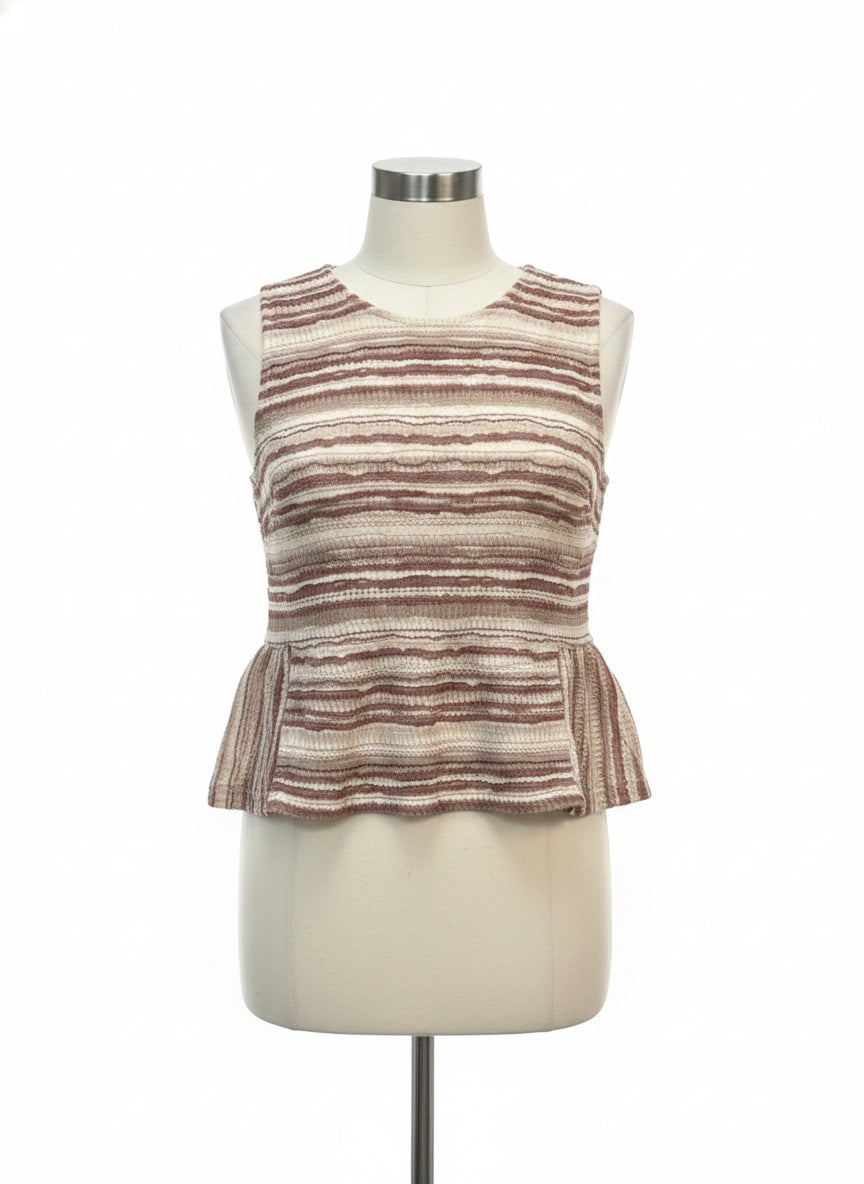 Anthropologie · Blue Tassel Sleeveless Striped Cropped Peplum Top · Small · Cream Lavender