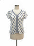 PureJill · Short Sleeve Top Floral Print · Small · WhiteNavy