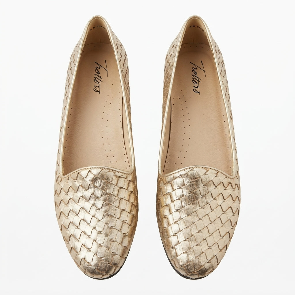 Trotters · Trotter Woven Leather Loafer · 9 · Gold
