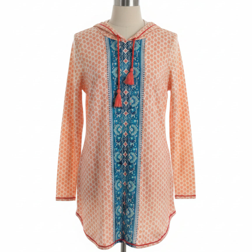 Aqua et Sol · Hooded Swim Cover with Pockets! · Medium · Coral and Teal