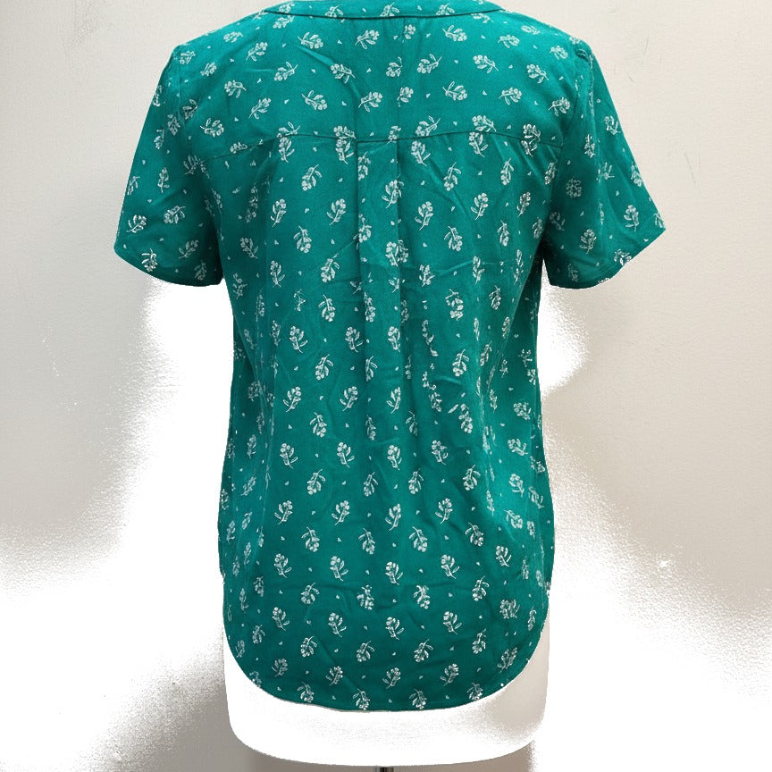 Croft&Barrow · Smocked Detail Teal Floral Print · Small · Teal Floral Print