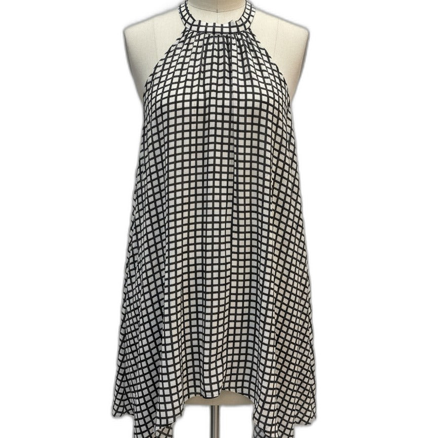 Tildon · Tildon Dress w/ Front & Back Keyhole · Large · Black/White Grid