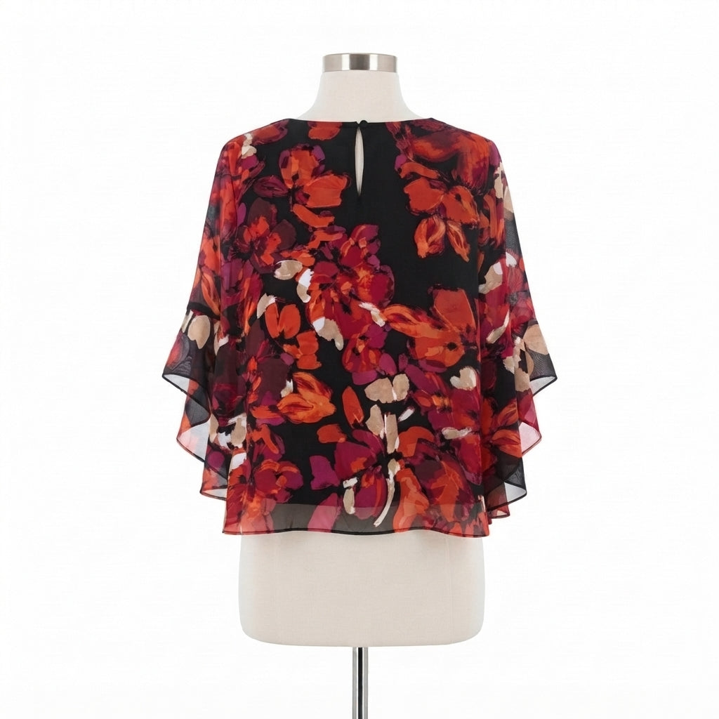 Kasper · Bell Sleeve Top · XLarge · RedFloral