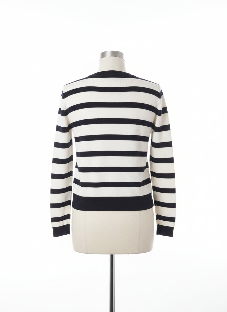 Adrianna Papell · Button Up Cardigan · Small · Navy/White