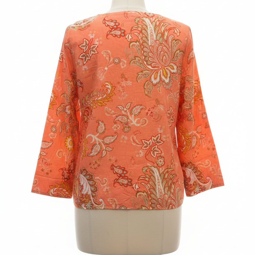 George · LongSleeve Shirt · 1X · Orange Floral Paisley