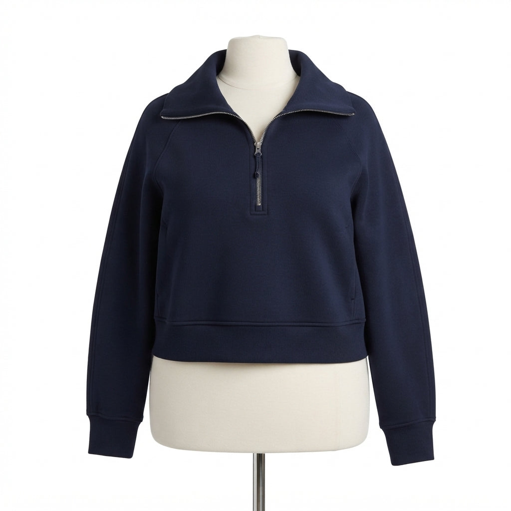 Spanx · AirEssentials Half Zip Pullover · 1X · Navy