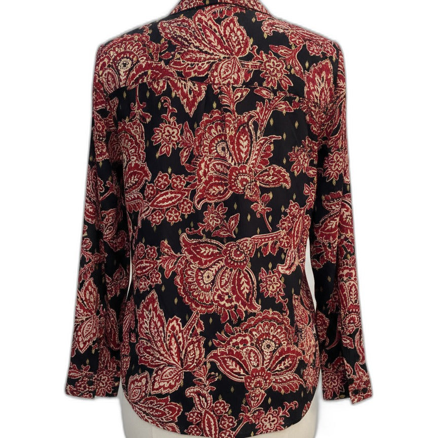 Maurices · LongSleeve Top Gold Detail · XLarge · Black Burgundy Paisley