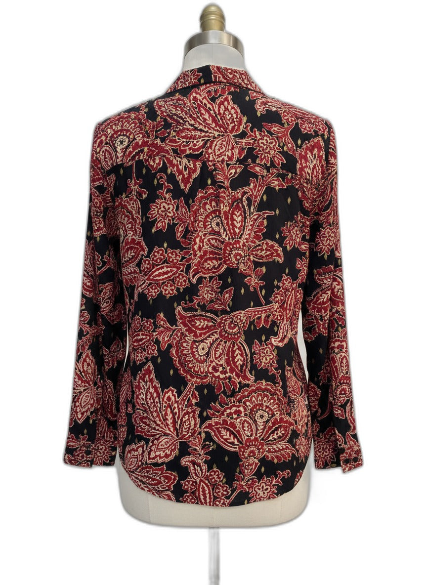Maurices · LongSleeve Top Gold Detail · XLarge · Black Burgundy Paisley