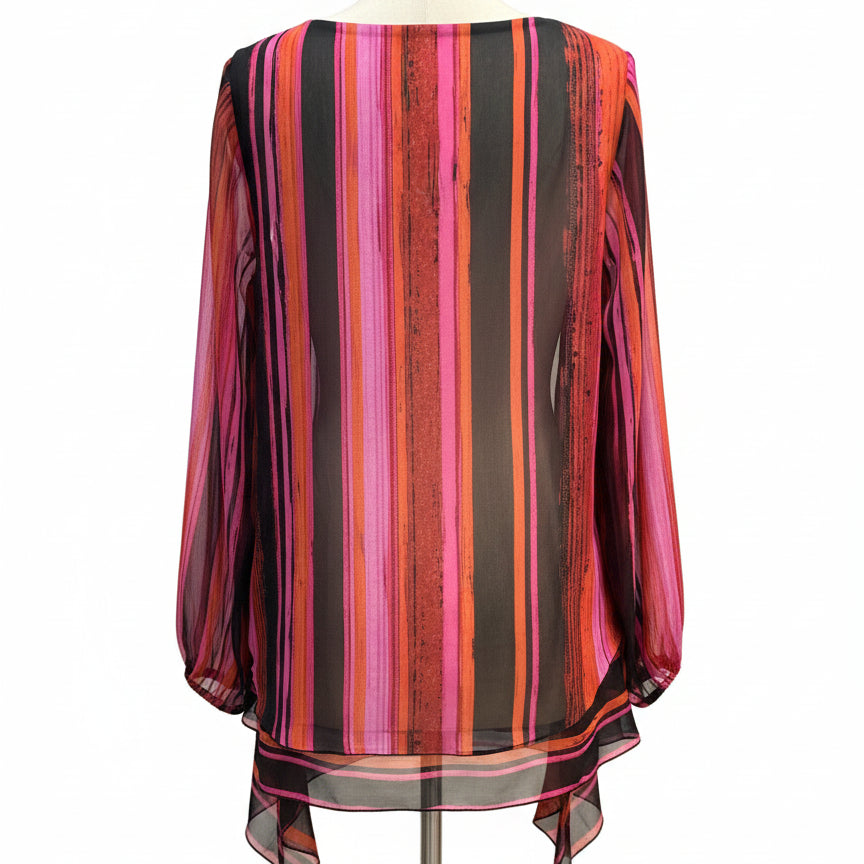 Susan Graver · Blouse · Large · BlackPink Striped