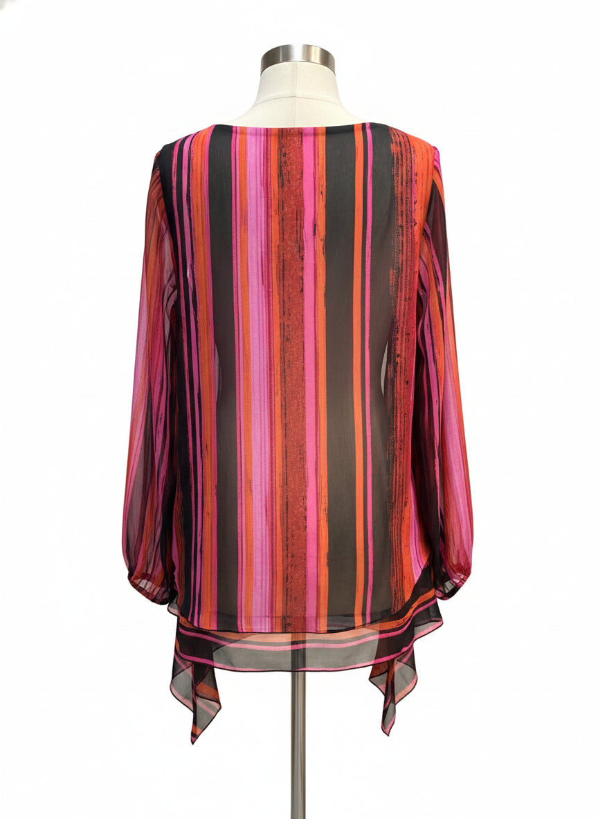 Susan Graver · Blouse · Large · BlackPink Striped