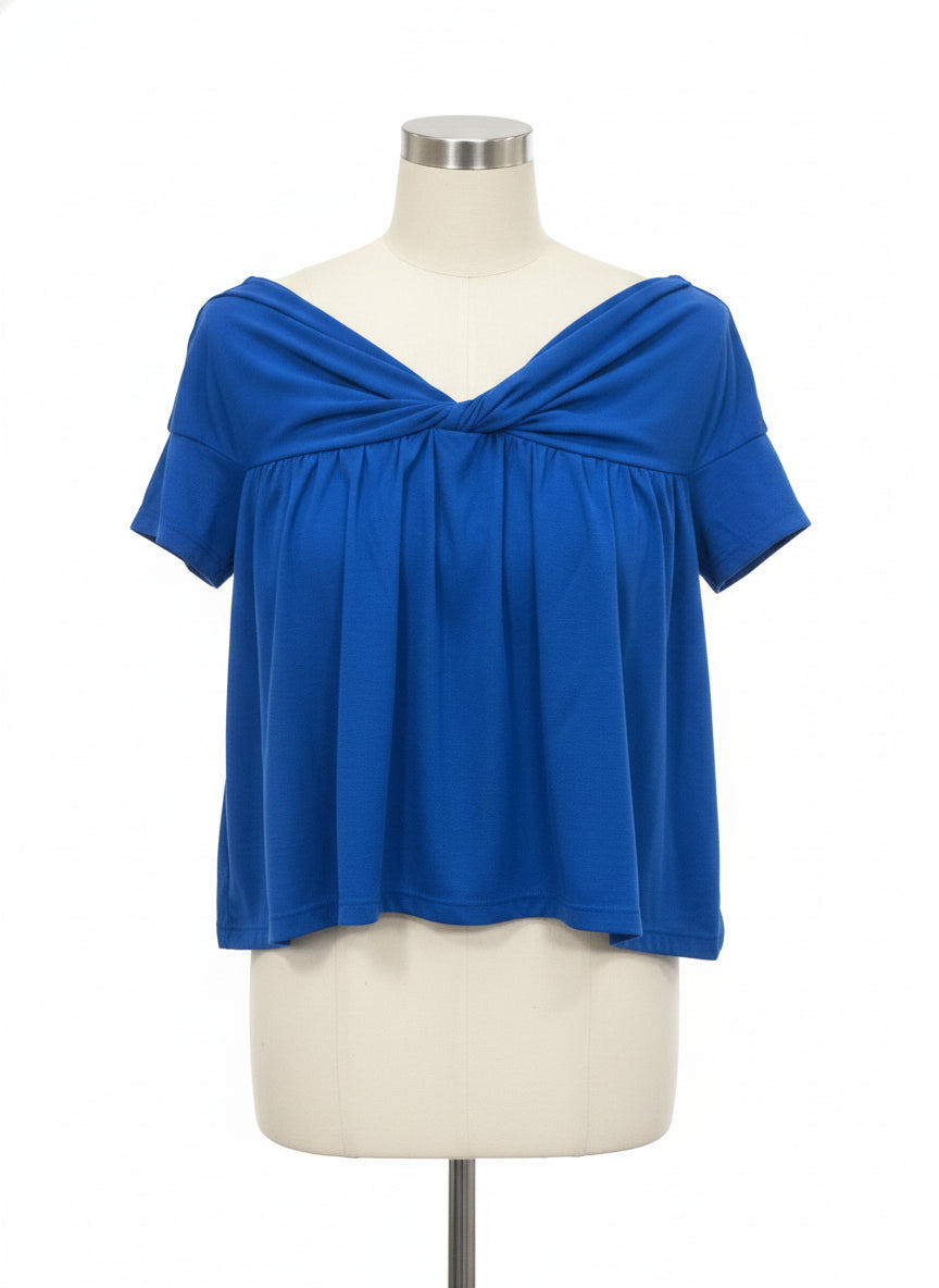 Anthropologie · Blue Tassel Twist Front w/ Ruched Bell Cropped Top · Small · Sapphire