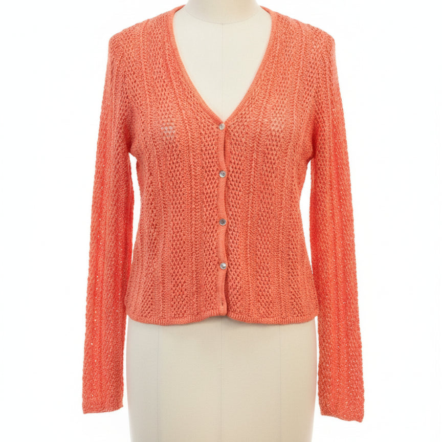 Sundance · Knit Cardigan · Medium · Coral Orange