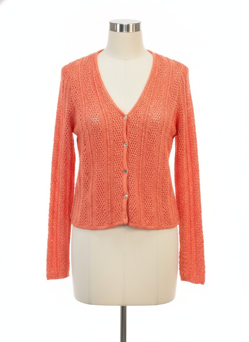 Sundance · Knit Cardigan · Medium · Coral Orange