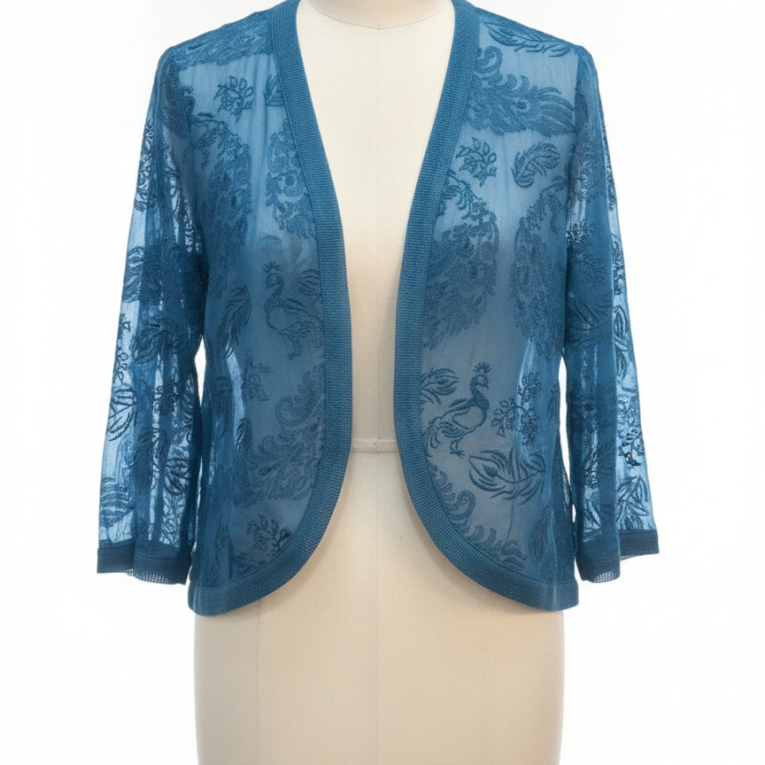 SoftSurroundings · Open Drape Cardigan · Medium · Blue Lace
