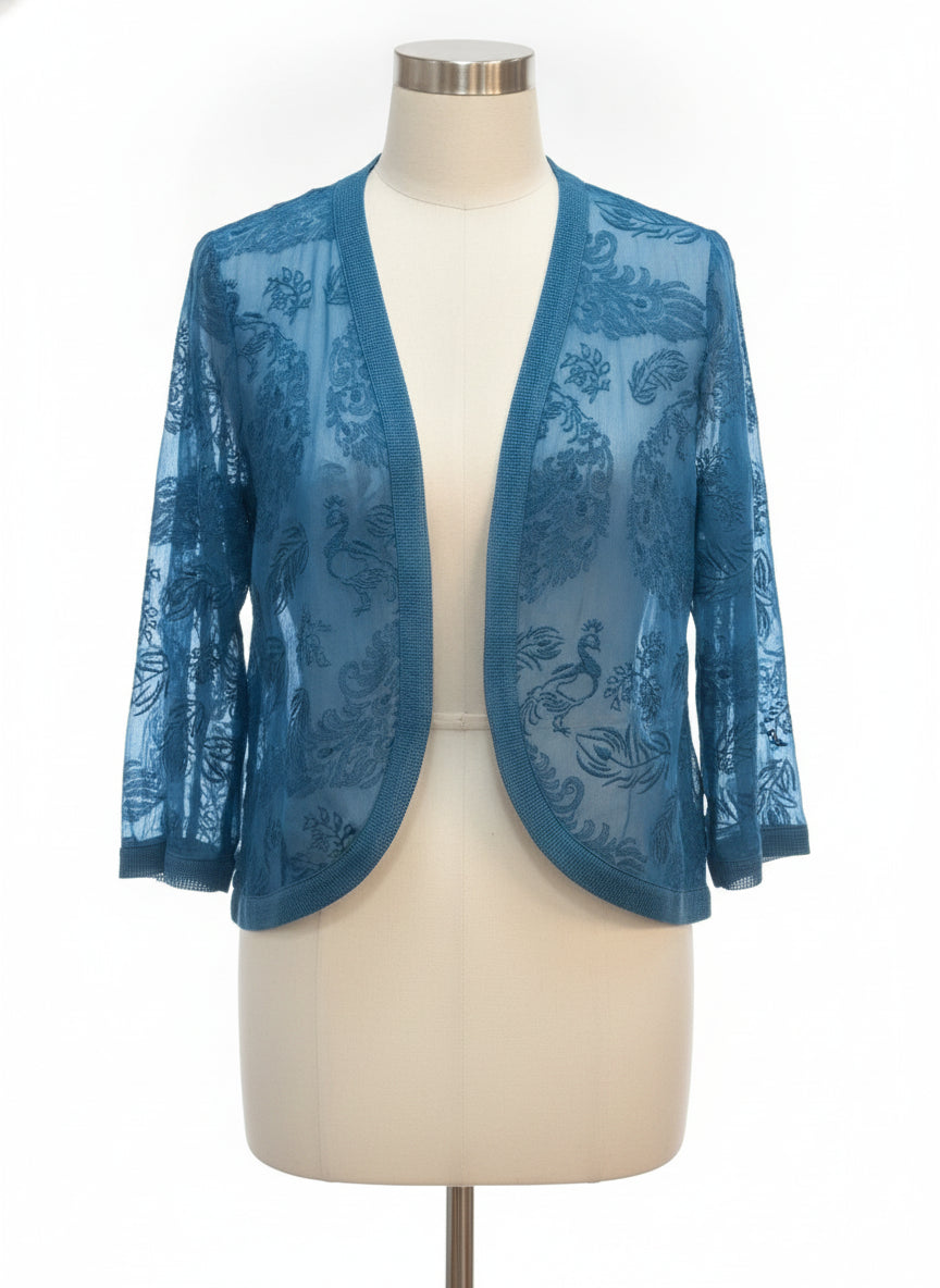 SoftSurroundings · Open Drape Cardigan · Medium · Blue Lace