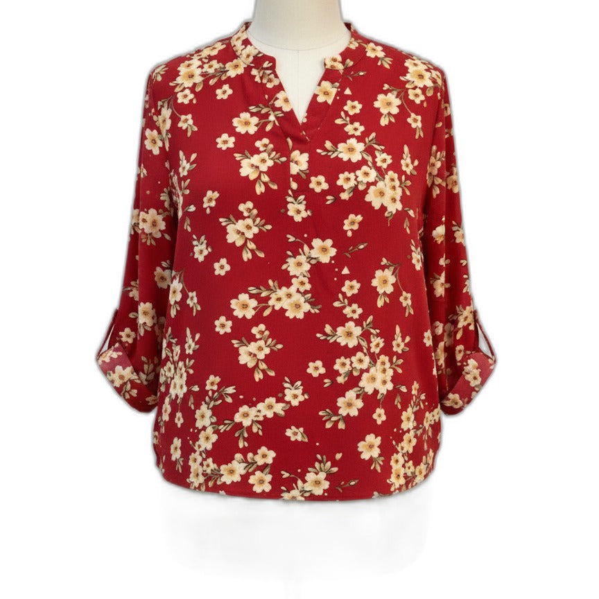 The Clothes Rack · Bell Sleeve Top · 2X/3X · Red Floral Print