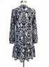 Tahari · Longsleeve Dress With Pockets and Ruffle Detail · Small · NavyWhite