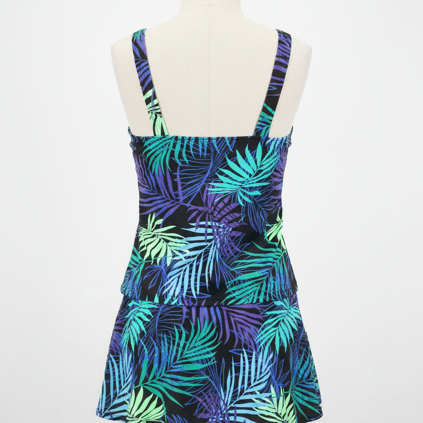 Blair · Tankini Set Leaf print · 14 · BlackTeal