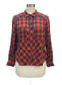 Free People · Long Sleeve Shirt · Medium · Navy/Orange Plaid
