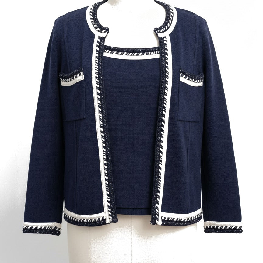 Chico's · Knit Top + Cardigan Set · XLarge · NavyWhite