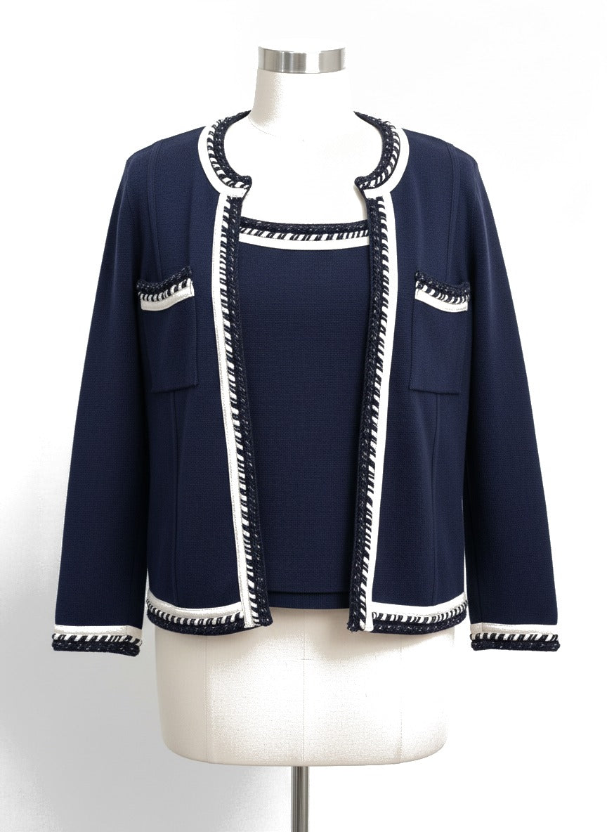 Chico's · Knit Top + Cardigan Set · XLarge · NavyWhite