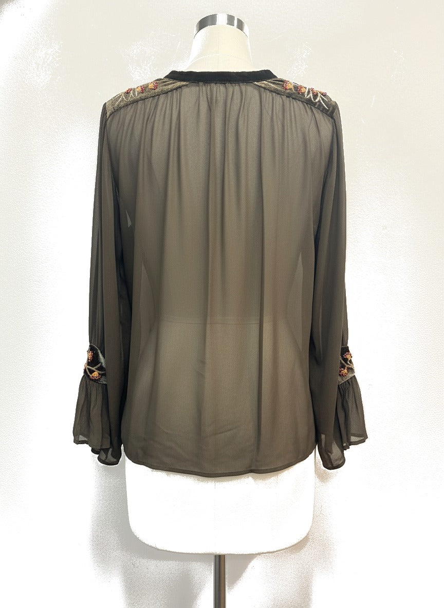 Soft Surroundings · Boho Top · Large · Olive