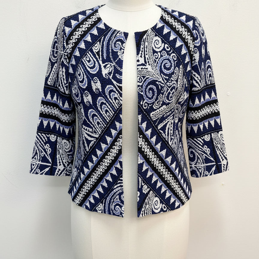 Chicos Travelers · Open Drape Cardigan · Small · Navy White
