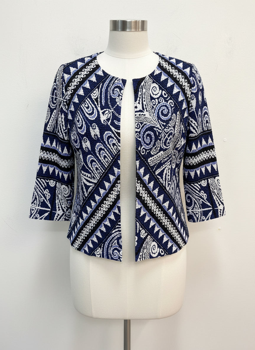 Chicos Travelers · Open Drape Cardigan · Small · Navy White