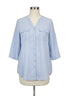 Nicole Miller · Roll Tab Shirt · Large · LightBlue