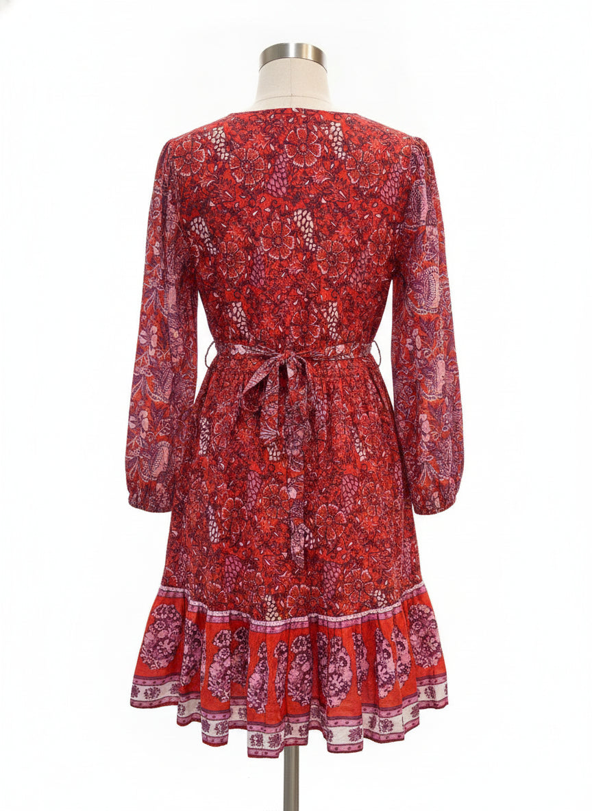 Ro's Garden · Wrap Dress · XSmall · RedPurple