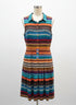 Calvin Klein · Sleeveless Pleated Dress · 10 · TealMulti Striped