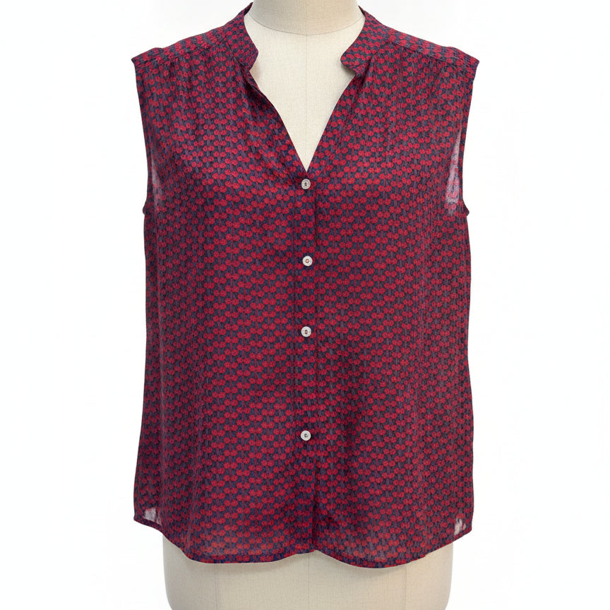 J Crew with Cherry Design · Blouse · 12 · RedNavy