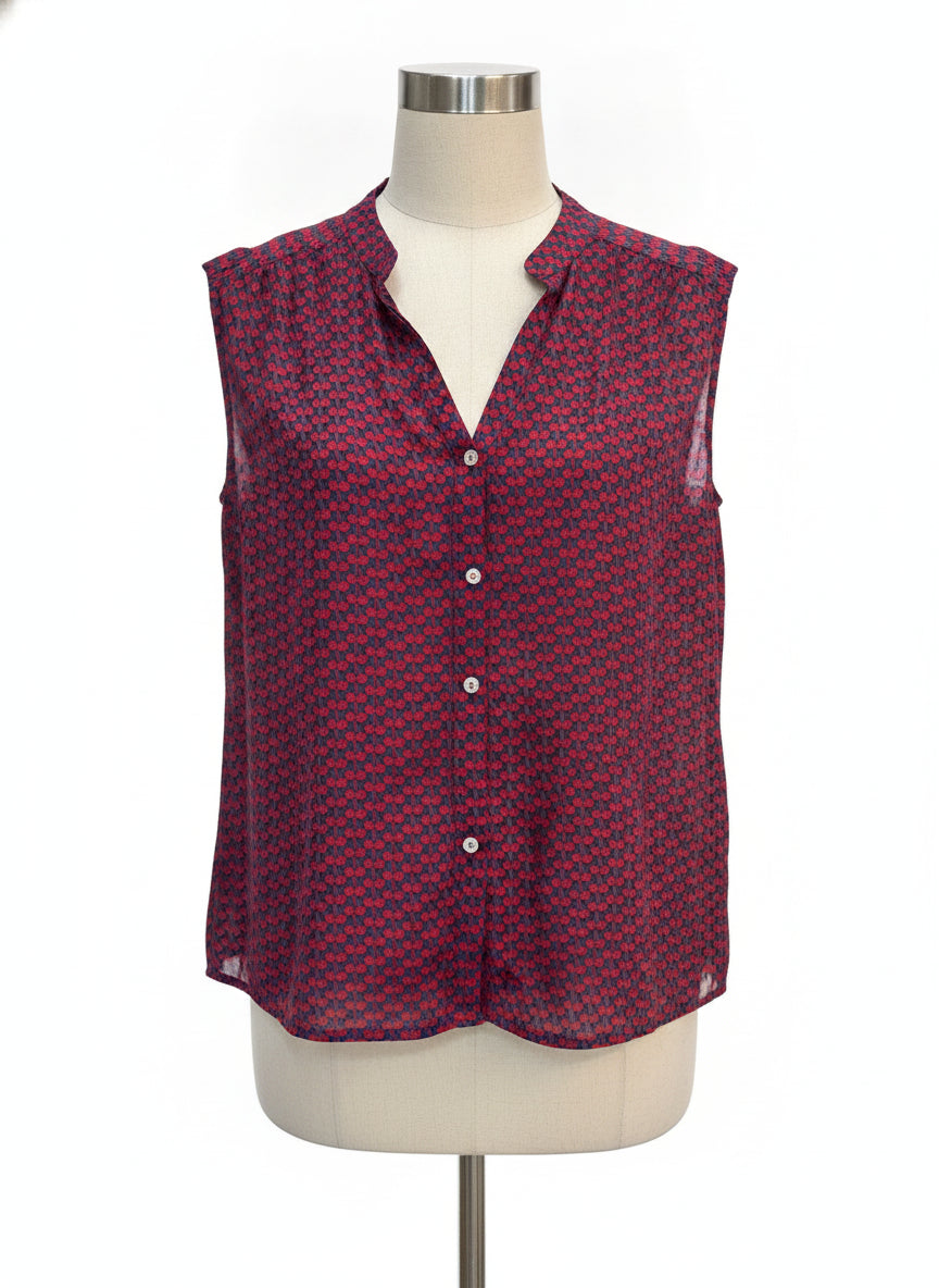 J Crew with Cherry Design · Blouse · 12 · RedNavy