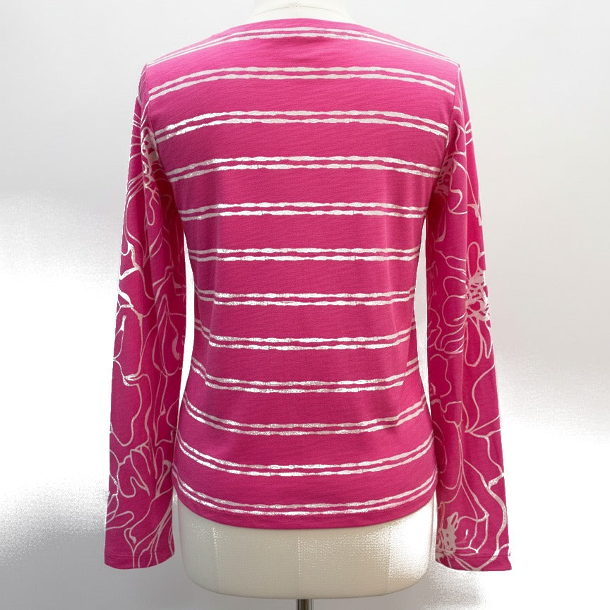 Kim Gravel · Floral Top · Large · Pink/White