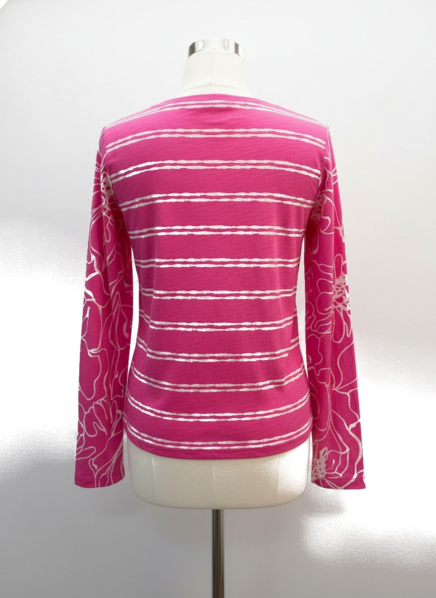 Kim Gravel · Floral Top · Large · Pink/White