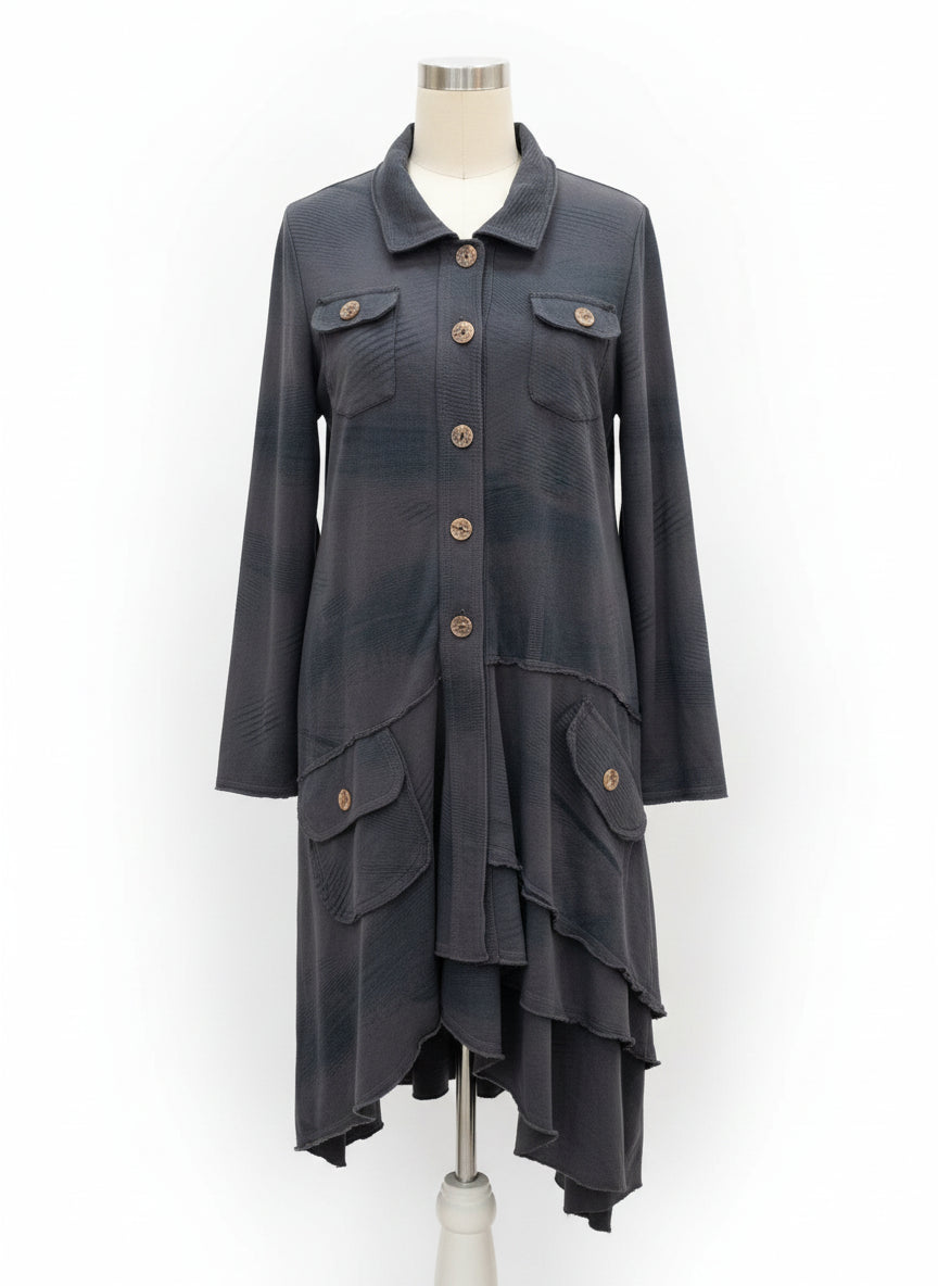 CMC · Alyssa Duster Coat · X-Large · GrayBlue